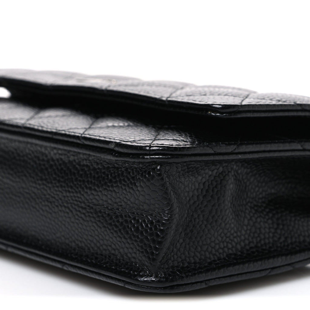 Caviar Quilted Wallet on Chain WOC Black