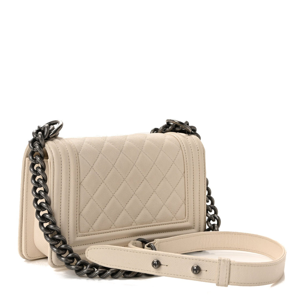 Caviar Quilted Small Boy Flap White