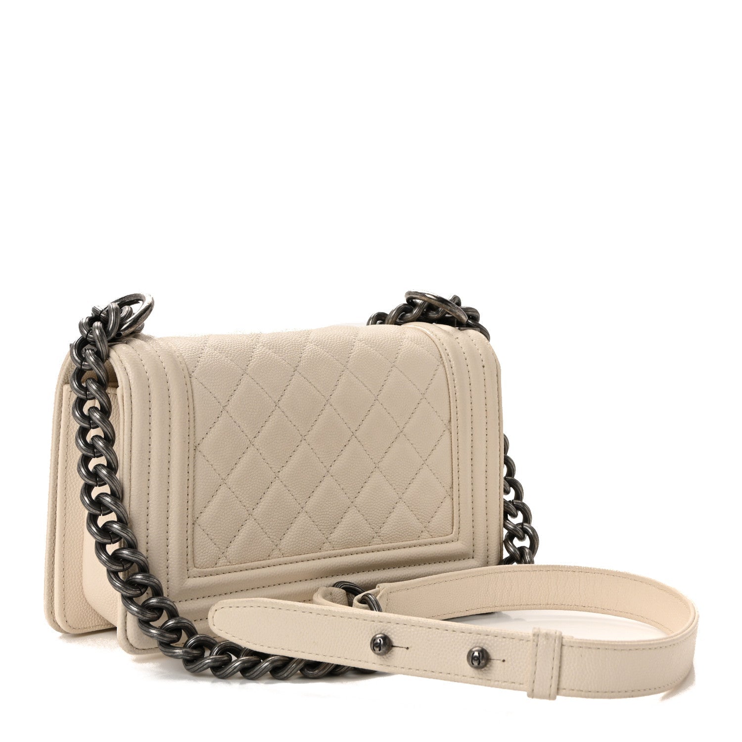 Caviar Quilted Small Boy Flap White