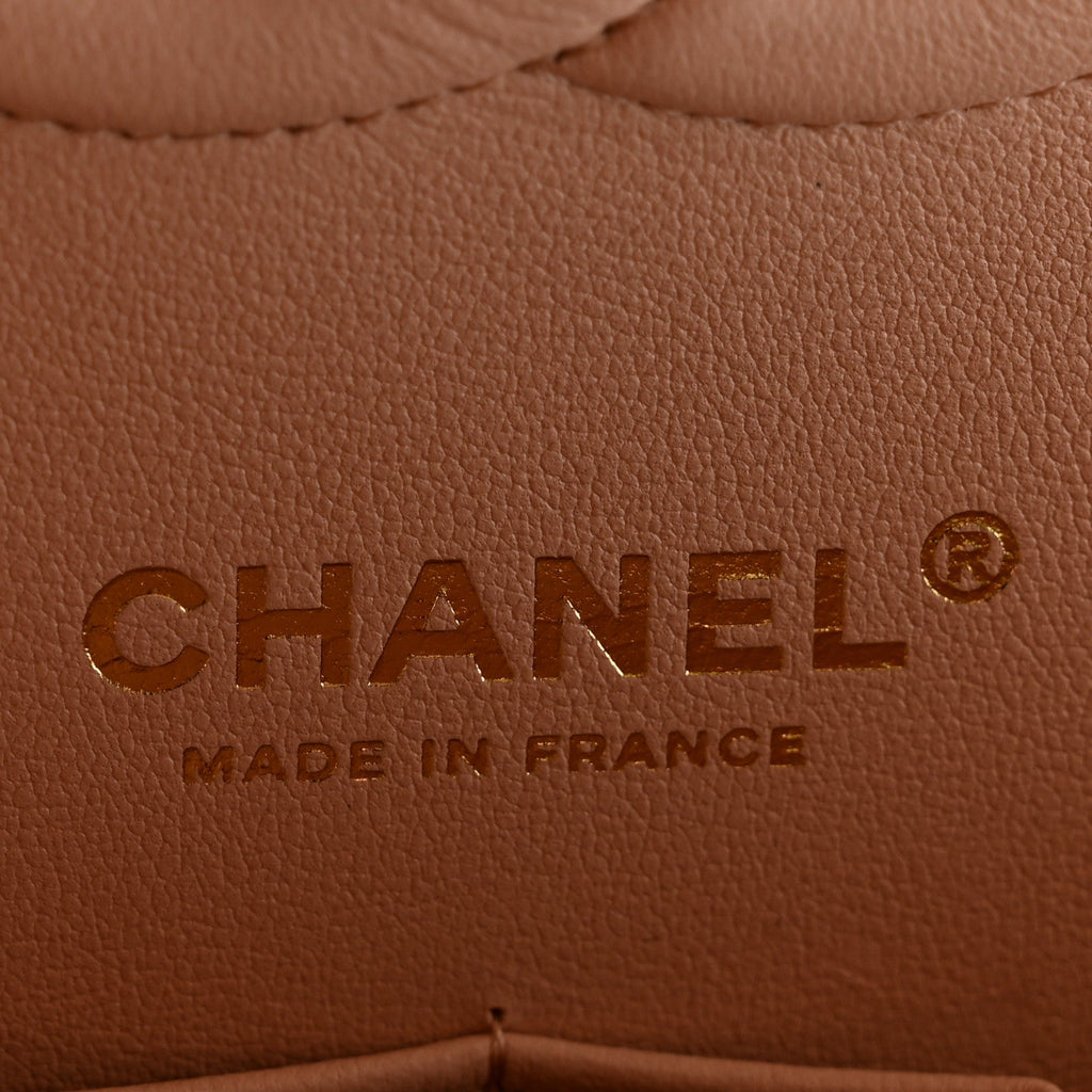 Caviar Quilted Medium Double Flap Light Beige