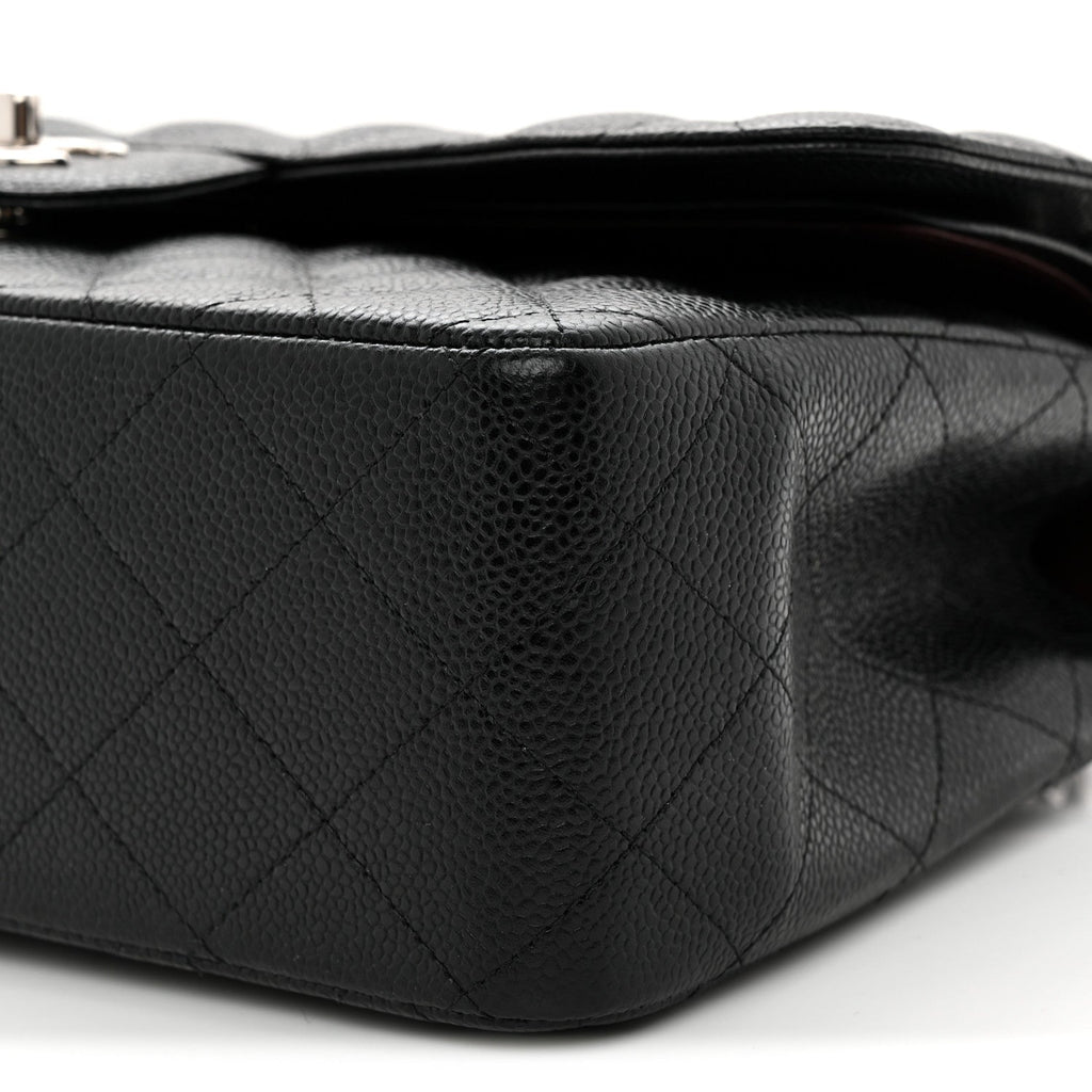 Caviar Quilted Jumbo Double Flap Black