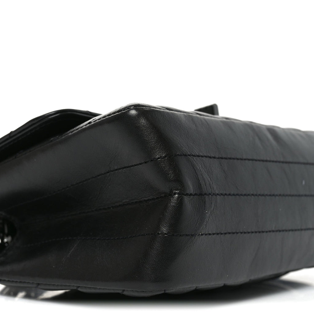 Aged Calfskin Chevron Quilted 2.55 Reissue Mini Flap So Black