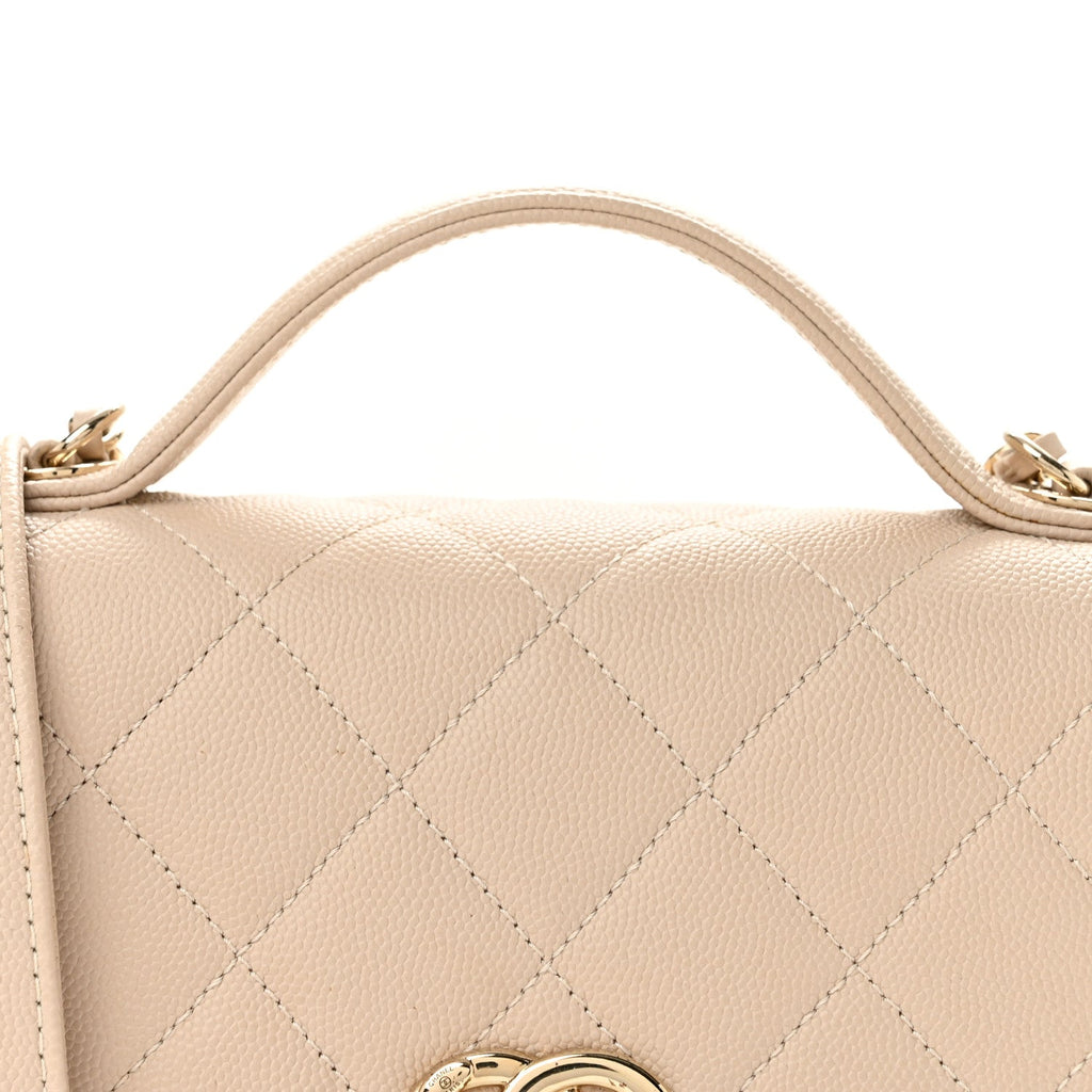 Caviar Quilted Small Business Affinity Flap Beige