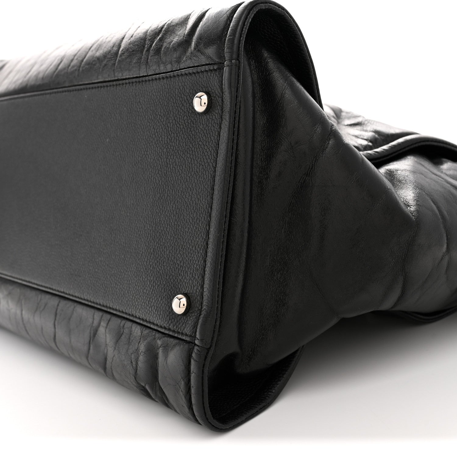Glazed Calfskin Medium Deauville Tote Black