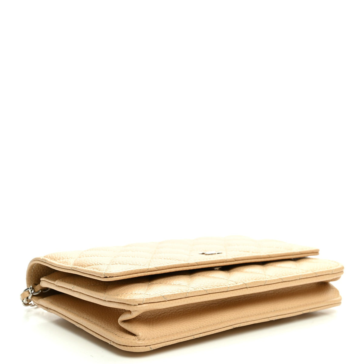 Caviar Quilted Wallet on Chain WOC Beige