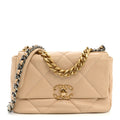 Lambskin Quilted Medium Chanel 19 Flap Light Beige