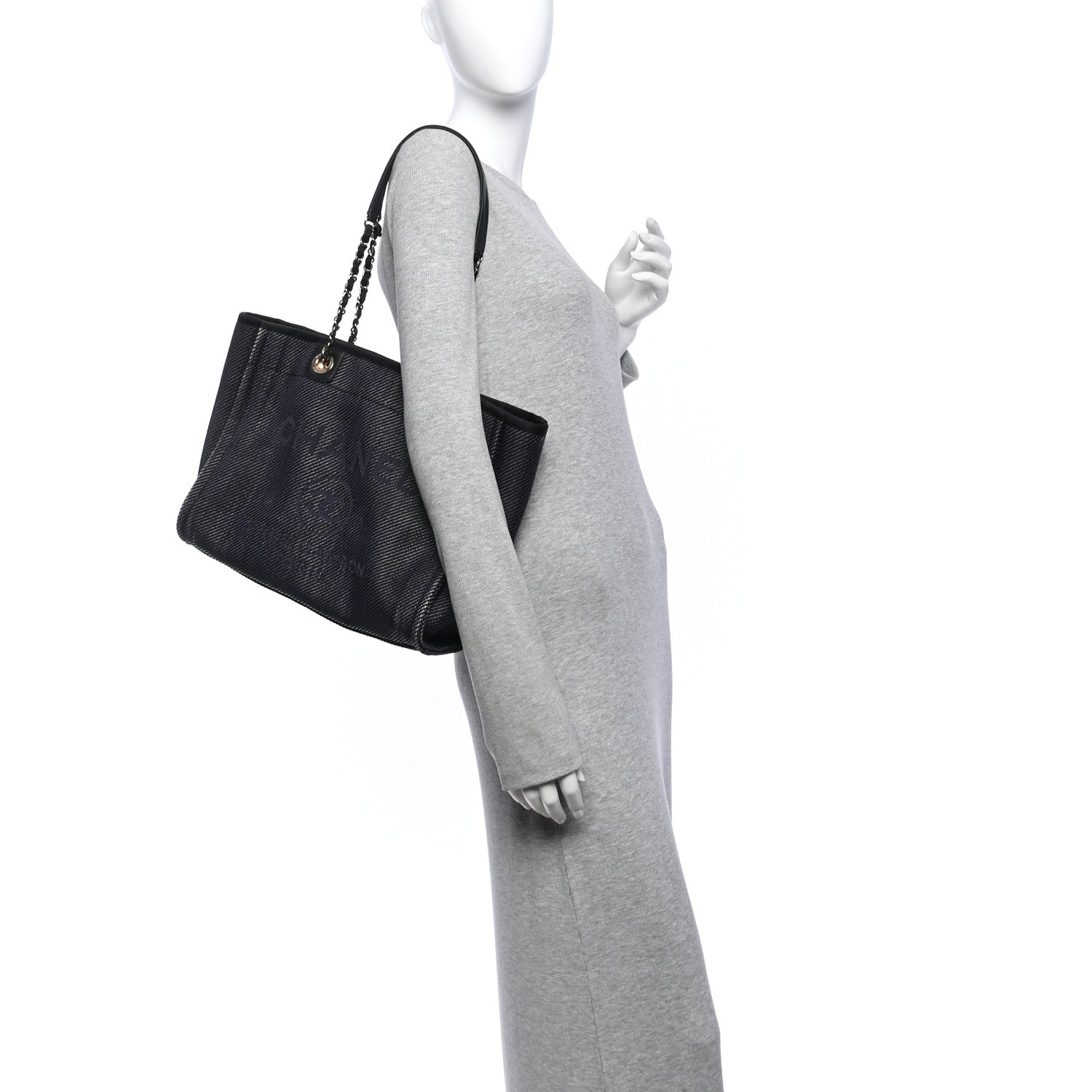 Mixed Fibers Calfskin Small Deauville Tote Black