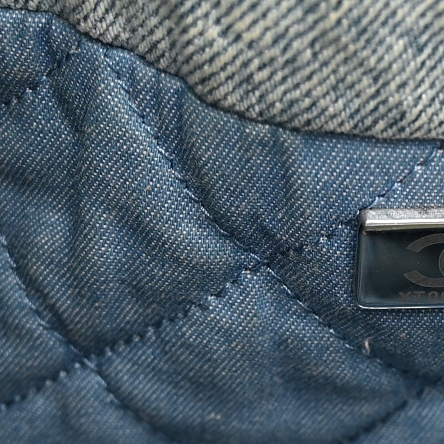 Denim Quilted Small Chanel 22 Blue