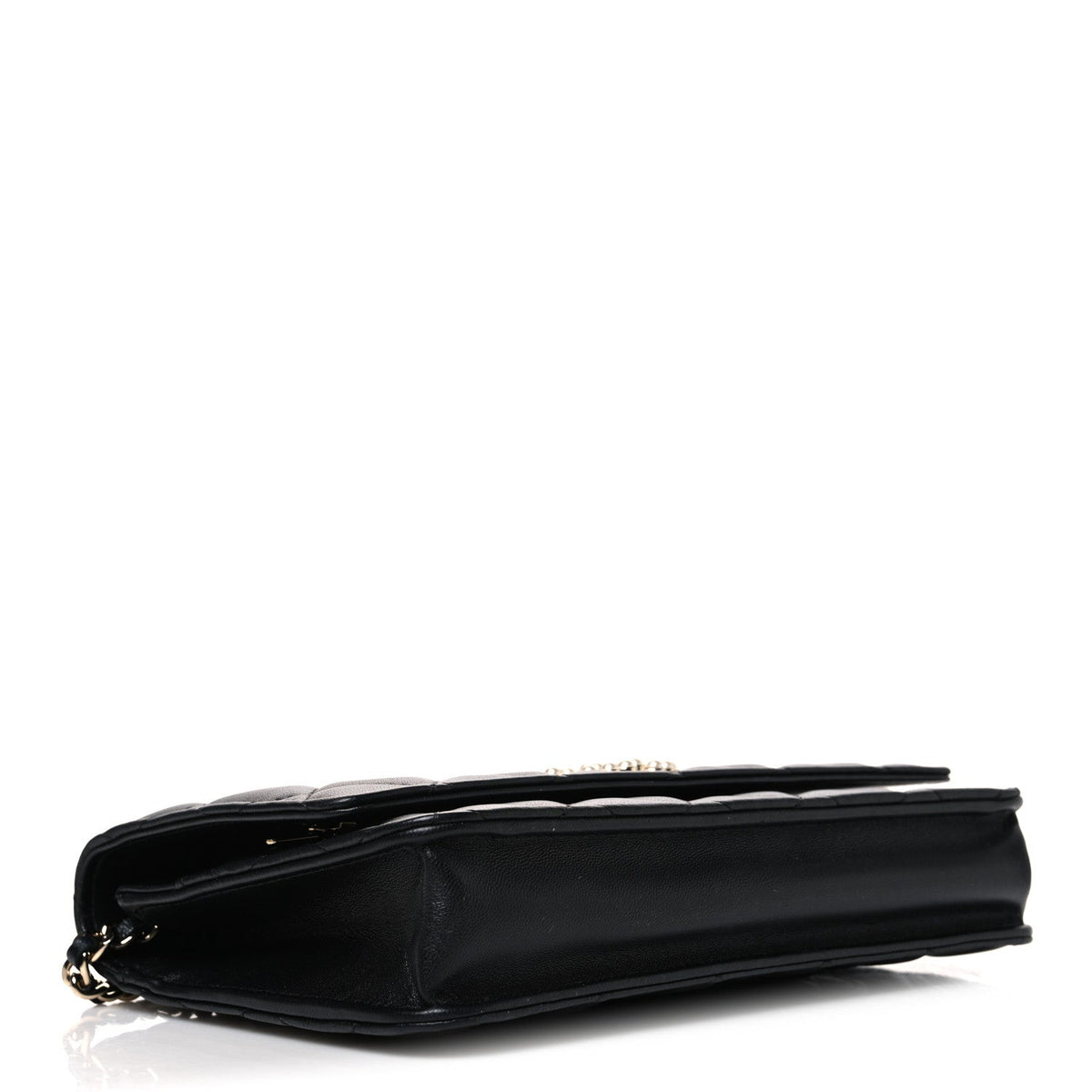 Lambskin Quilted Pearl CC Wallet on Chain WOC Black