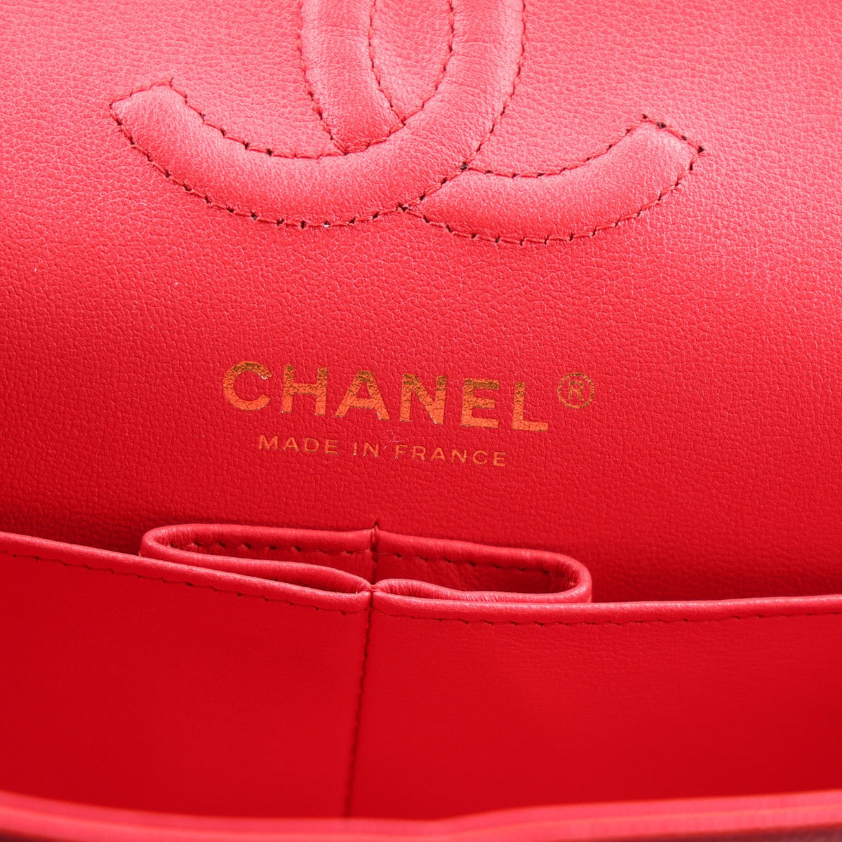 Caviar Quilted Small Double Flap Red