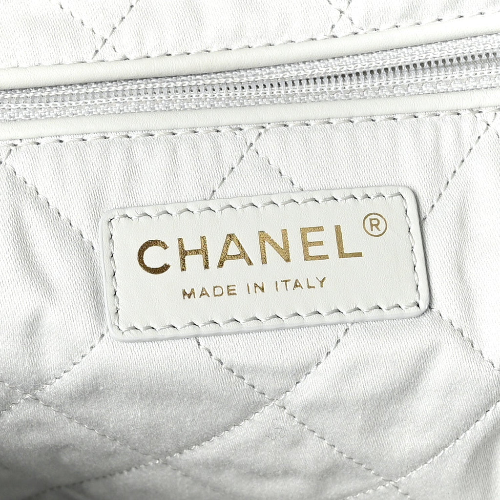 Shiny Calfskin Quilted Chanel 22 Light Blue