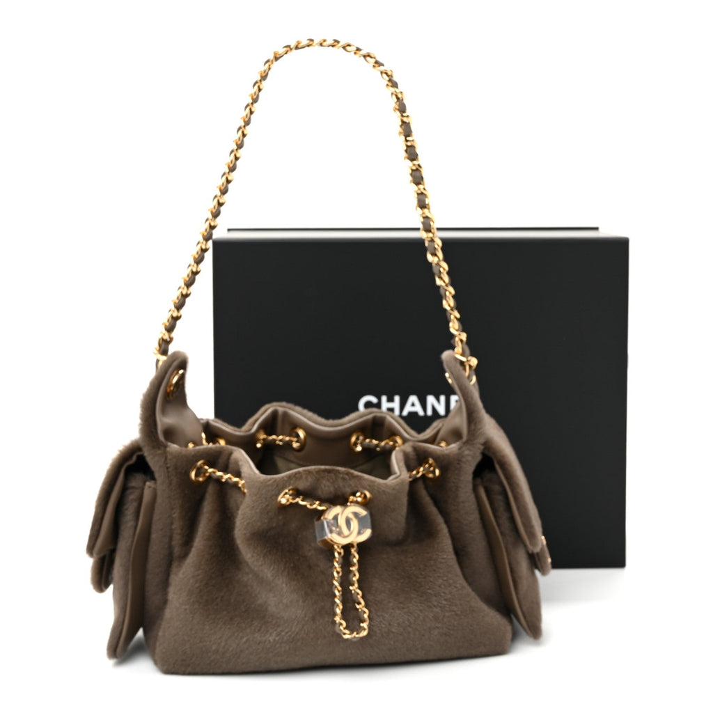 Pony Hair Mini Chanel 25 Handbag Dark Khaki
