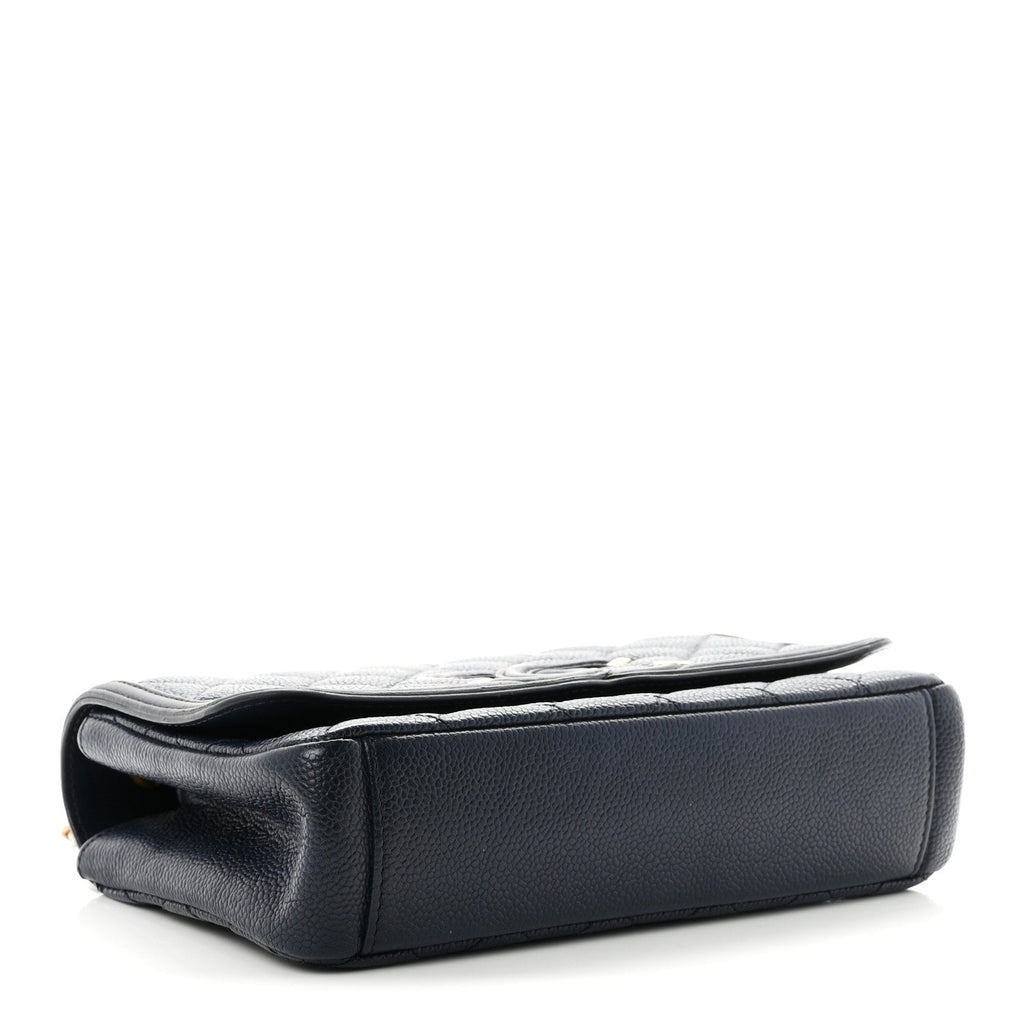 Caviar Quilted Small CC Filigree Flap Navy Black