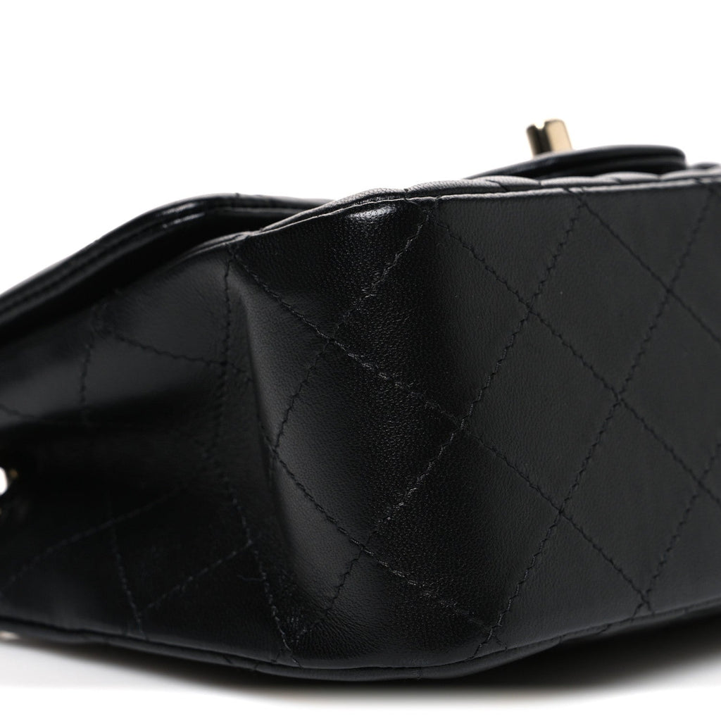 Lambskin Quilted Mini Square Flap Black