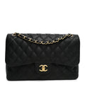 Caviar Quilted Jumbo Double Flap Black