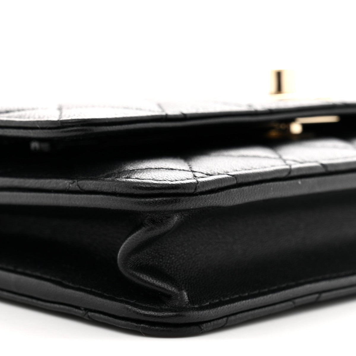 Lambskin Quilted Trendy CC Wallet On Chain WOC Black