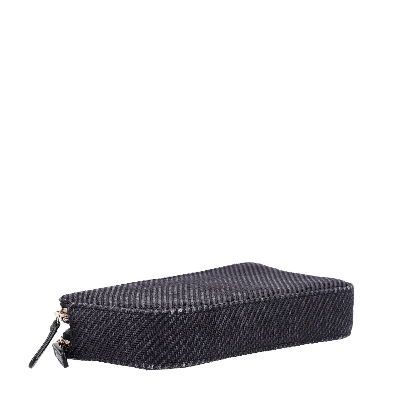 Lurex Straw Small Deauville Clutch With Chain Black