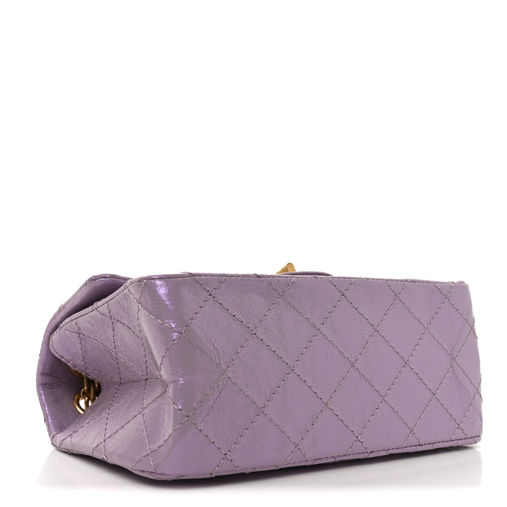 Glittered Aged Calfskin Quilted Mini 2.55 Reissue Flap Lilac