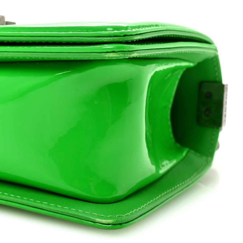 Patent Quilted Small Boy Flap Green
