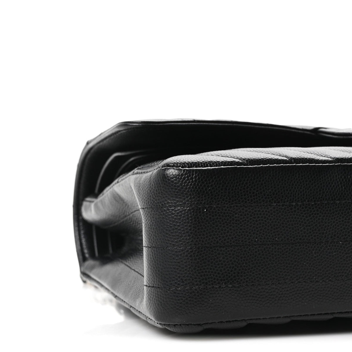 Caviar Chevron Quilted Medium Double Flap Black