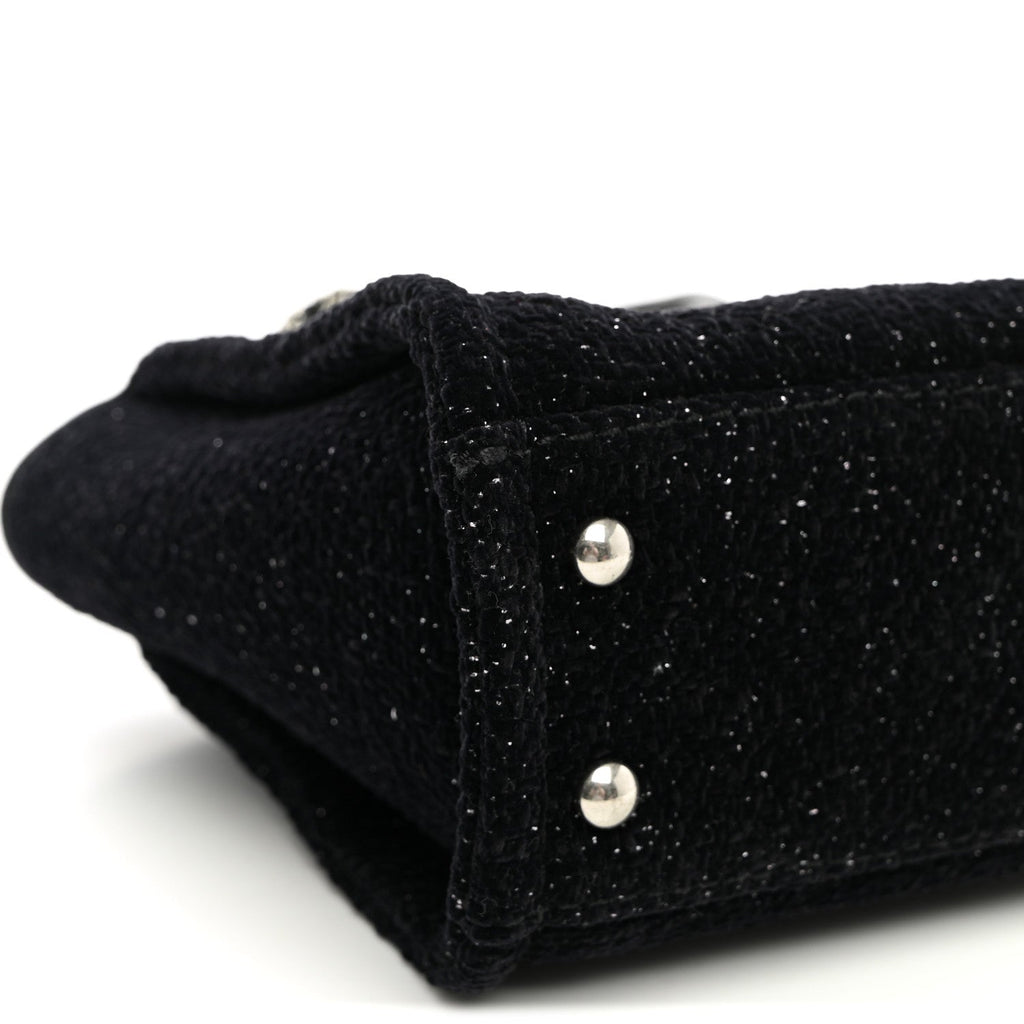 Lurex Canvas Mini Deauville Tote Black