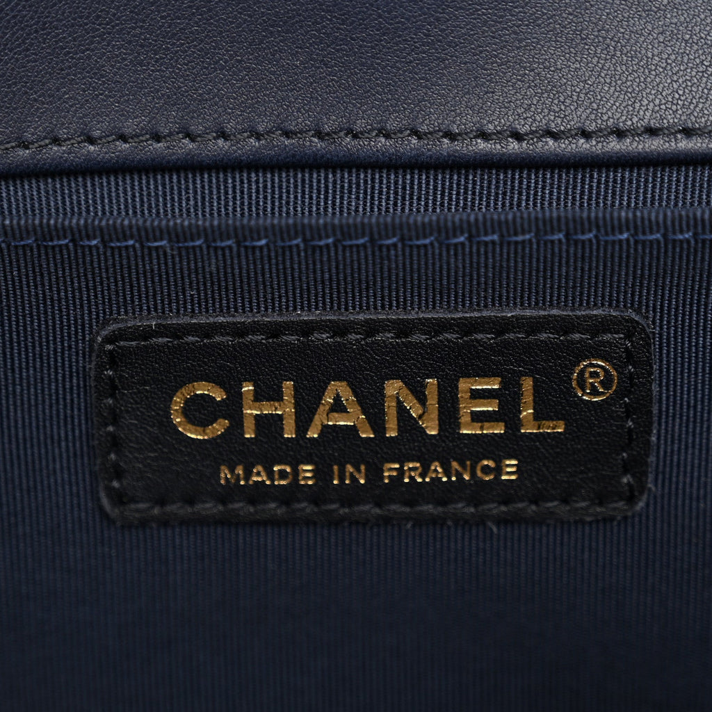 Lambskin Quilted Medium Boy Flap Dark Dark Navy
