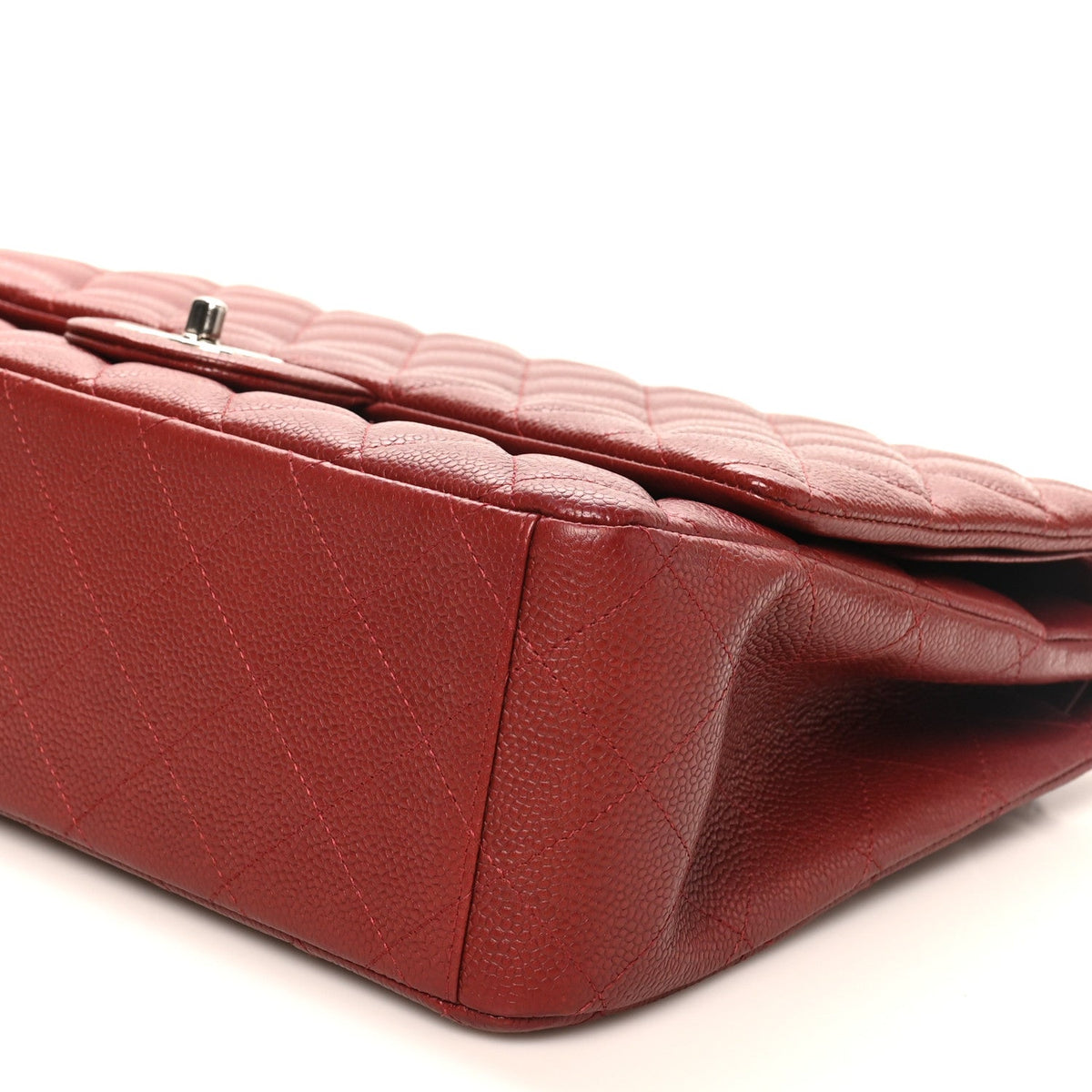 Caviar Quilted Maxi Double Flap Dark Red
