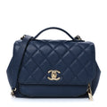 Caviar Quilted Small Business Affinity Flap Navy
