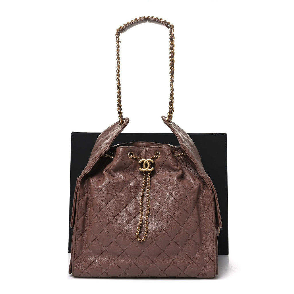 Caviar Quilted Medium Chanel 25 Handbag Brown