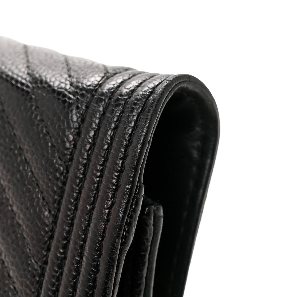 Caviar Chevron Quilted Boy Wallet On Chain WOC Black