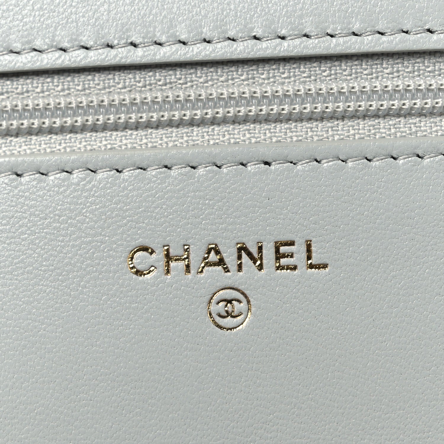 Lambskin Quilted Chanel 19 Wallet On Chain WOC Light Blue