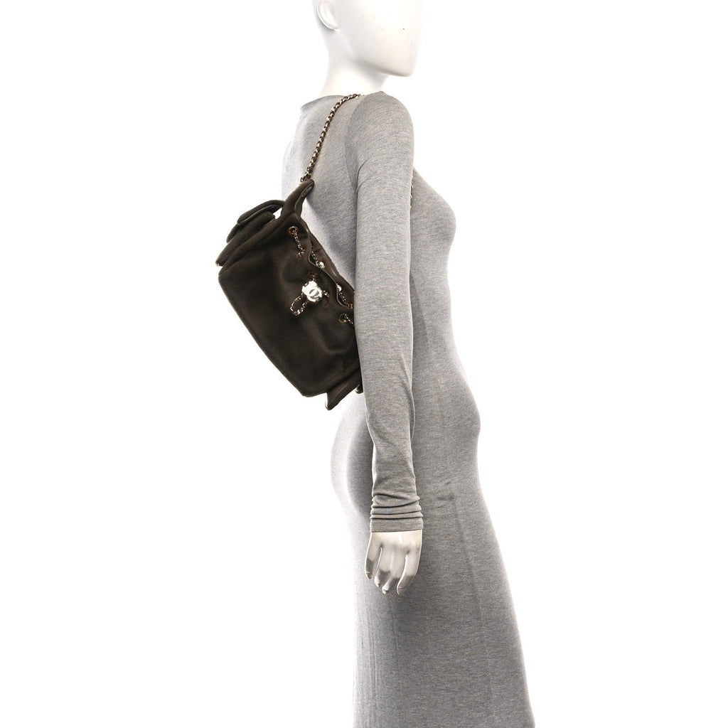 Pony Hair Mini Chanel 25 Handbag Dark Khaki