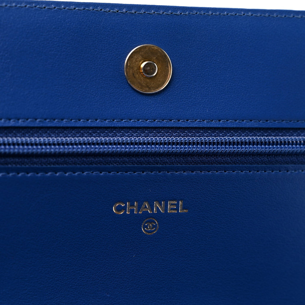 Caviar Quilted Boy Wallet On Chain WOC Dark Blue