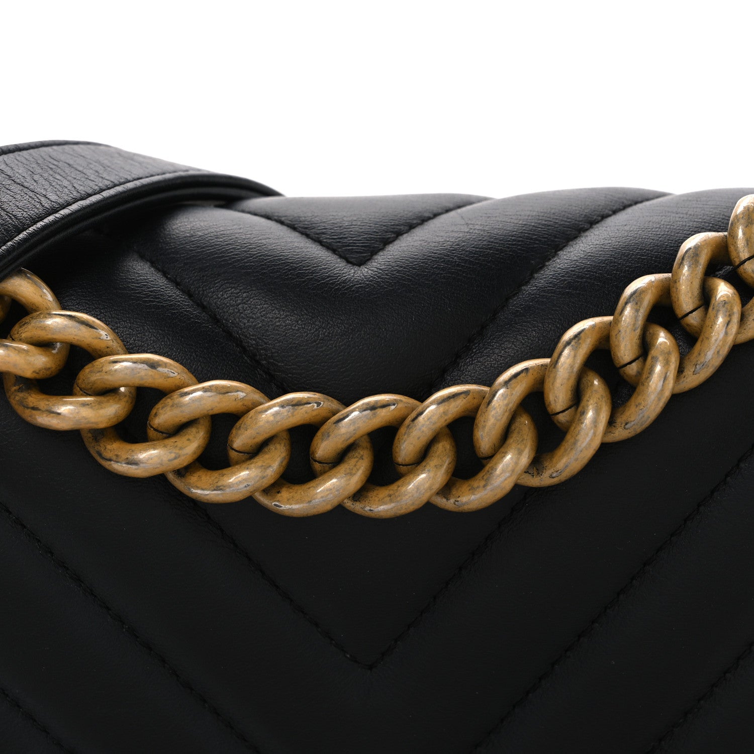 Lambskin Chevron Quilted Small Boy Flap Black