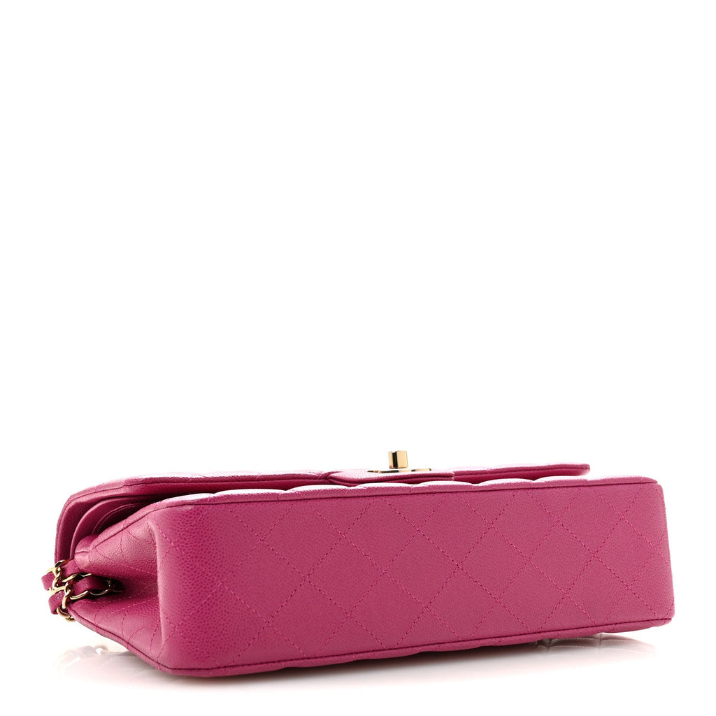 Caviar Quilted Medium Double Flap Purple