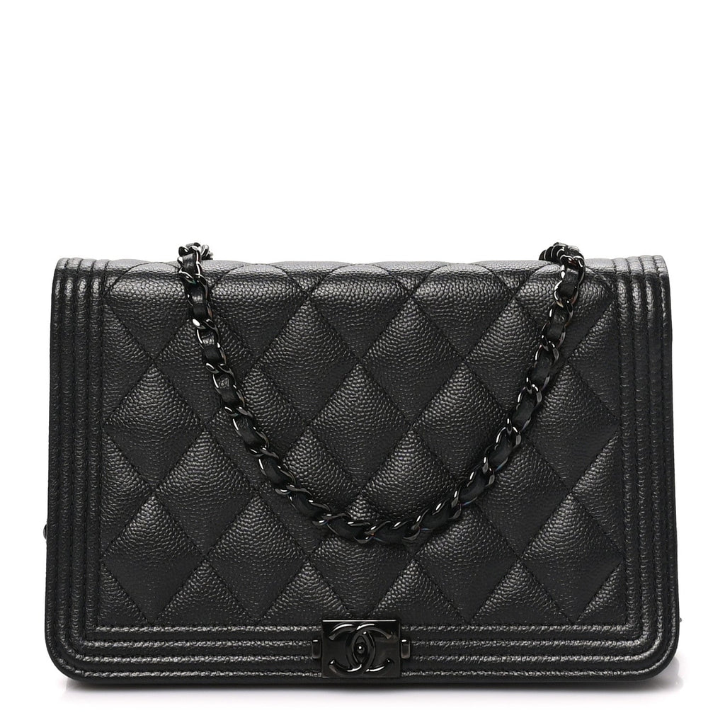 Caviar Quilted Boy Wallet On Chain WOC So Black