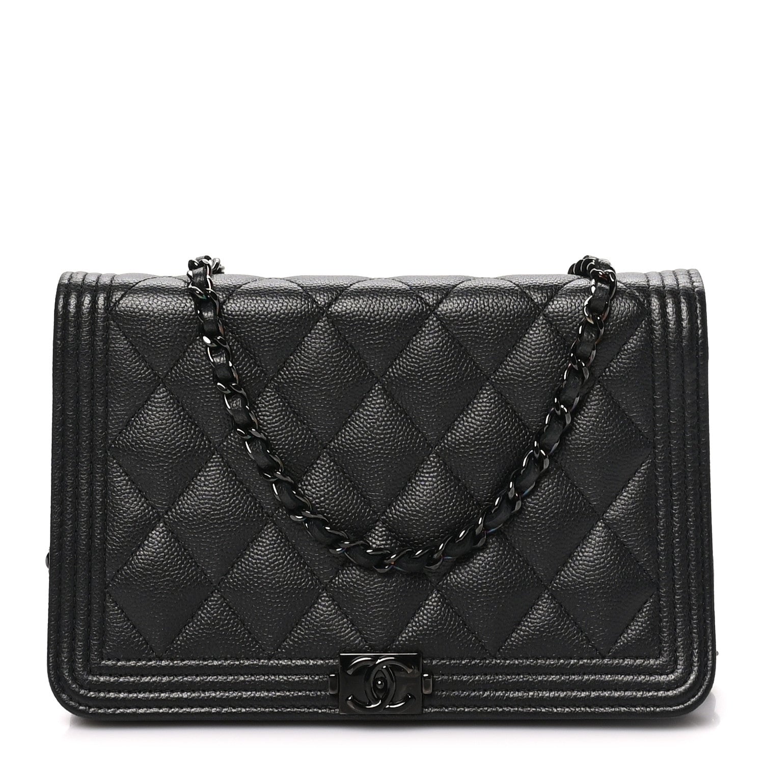 Caviar Quilted Boy Wallet On Chain WOC So Black