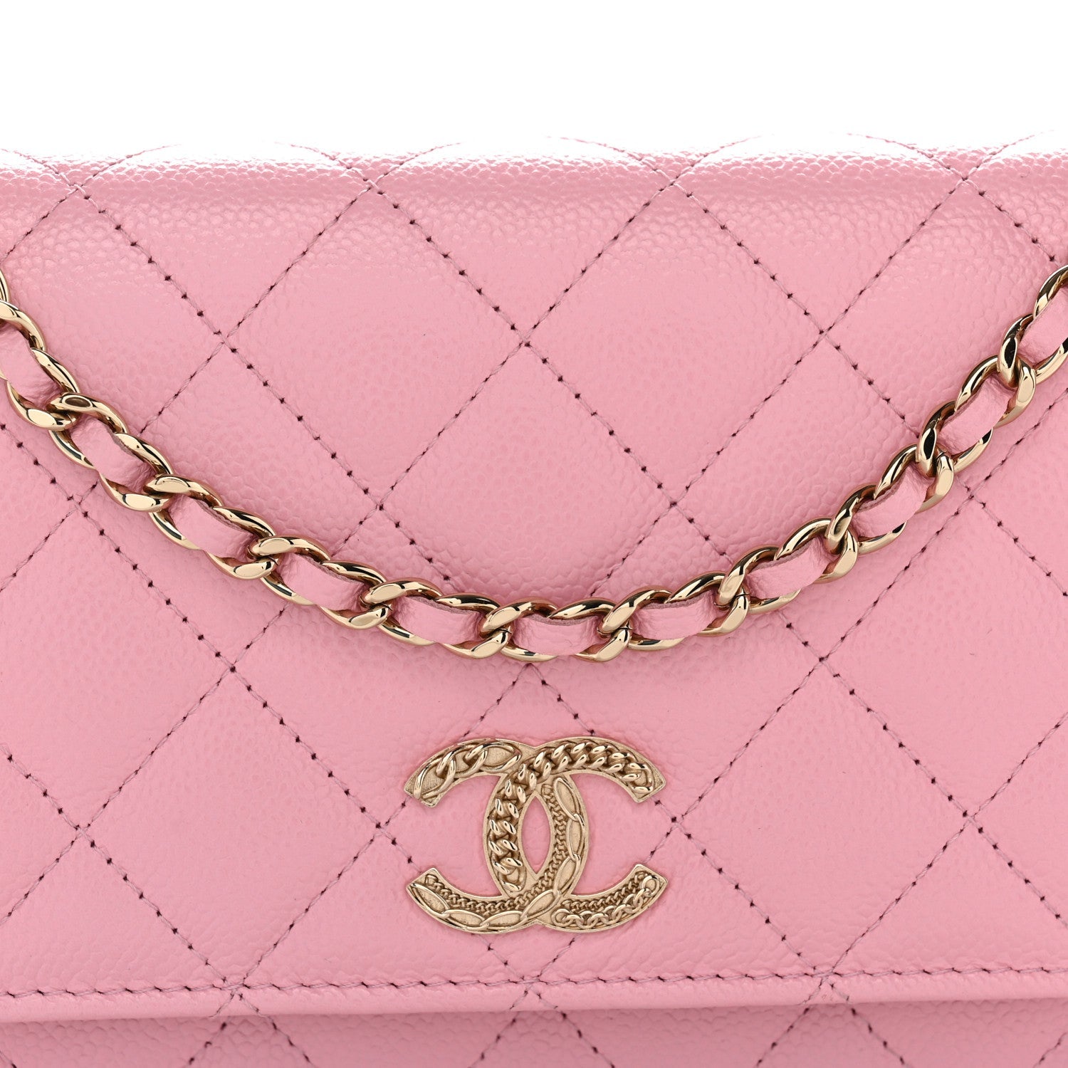 Caviar Quilted Multi Chain Wallet On Chain WOC Light Pink