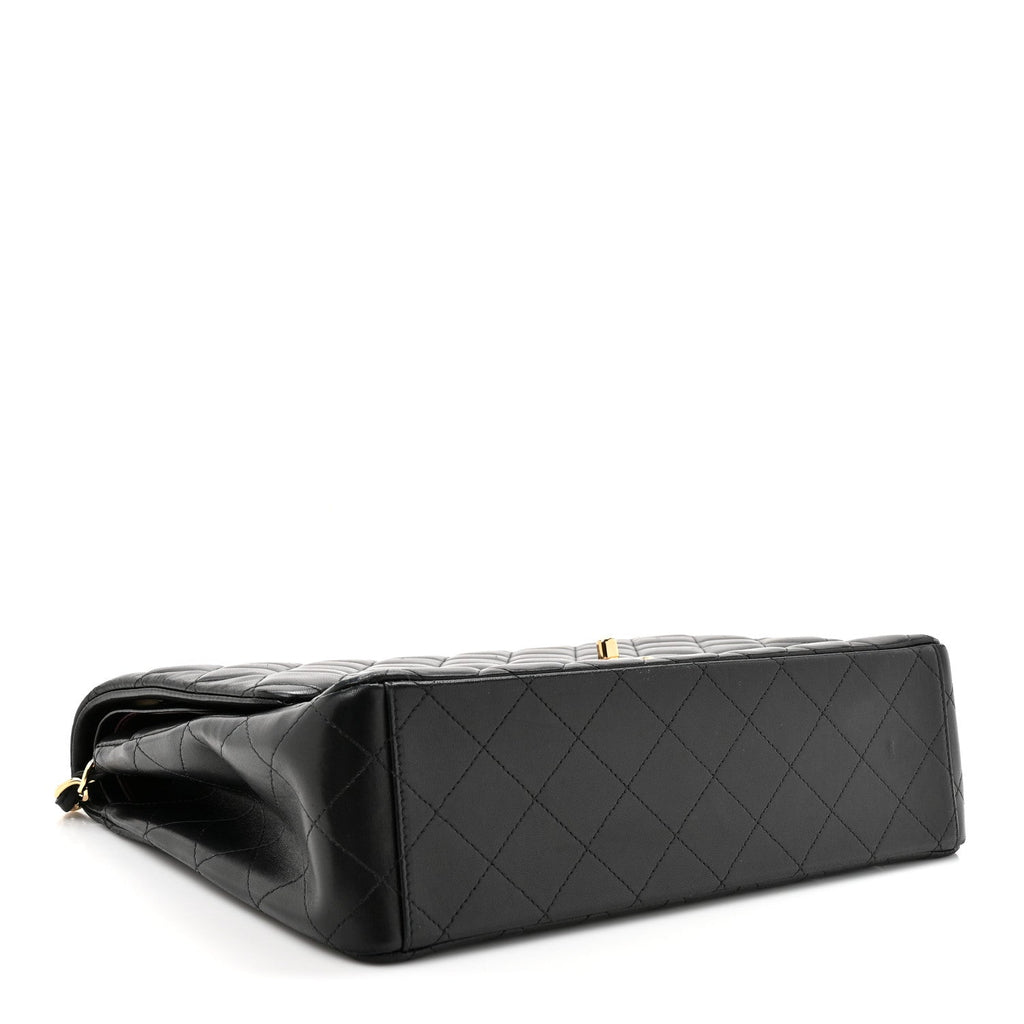 Lambskin Quilted Maxi Double Flap Black