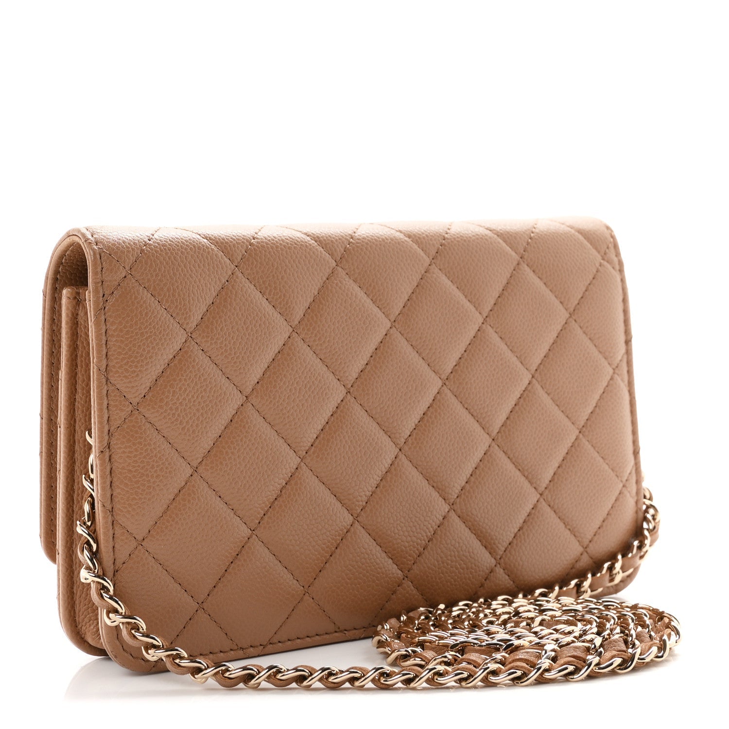 Caviar Quilted Multi Chain Wallet On Chain WOC Beige