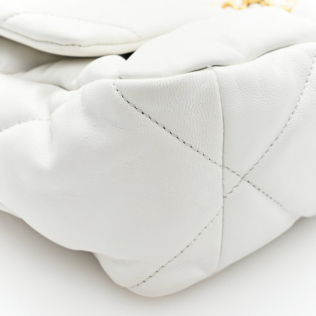 Goatskin Quilted Large Chanel 19 Flap White