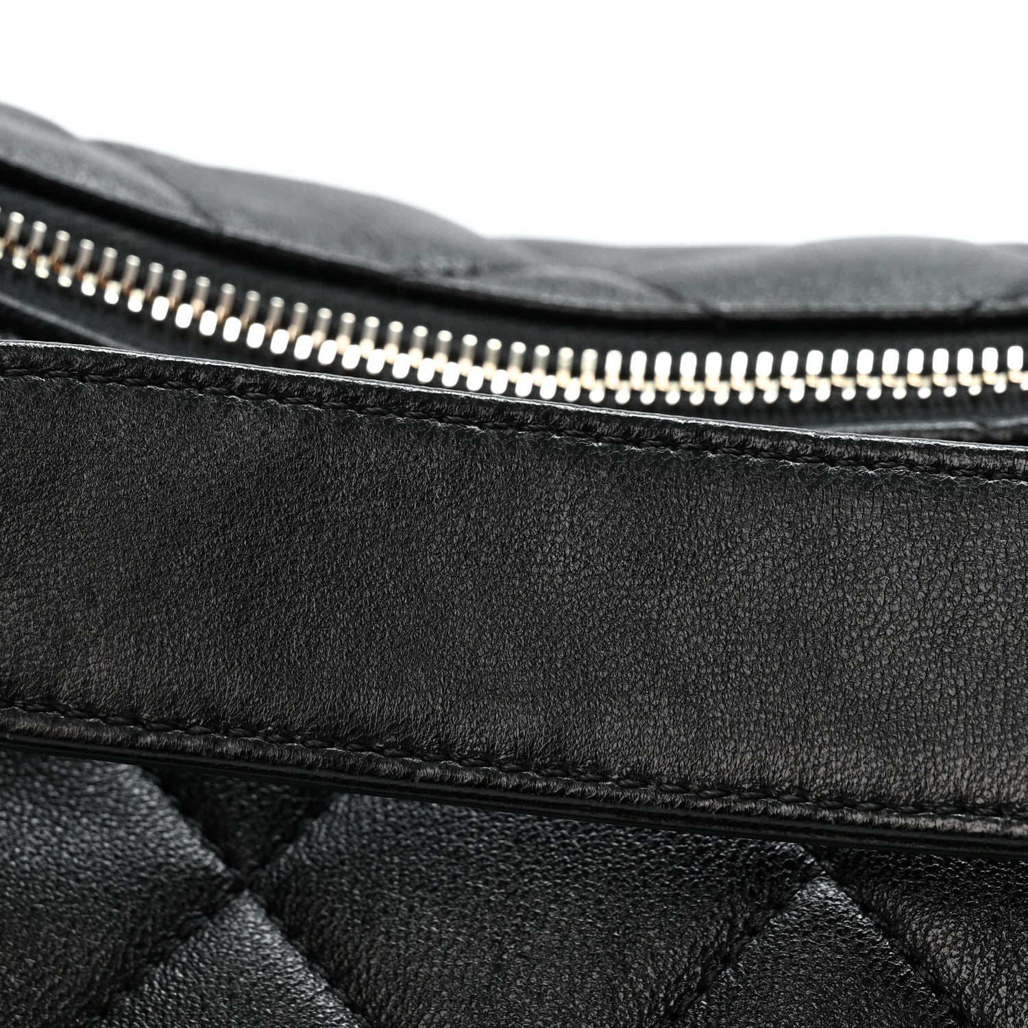 Shiny Lambskin Quilted Trendy Pockets Hobo Black