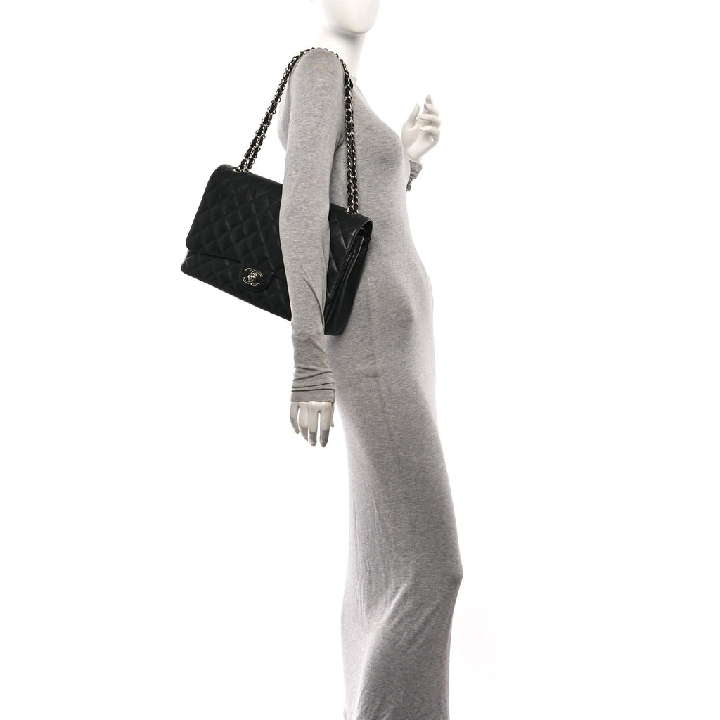 Caviar Quilted Maxi Double Flap Black