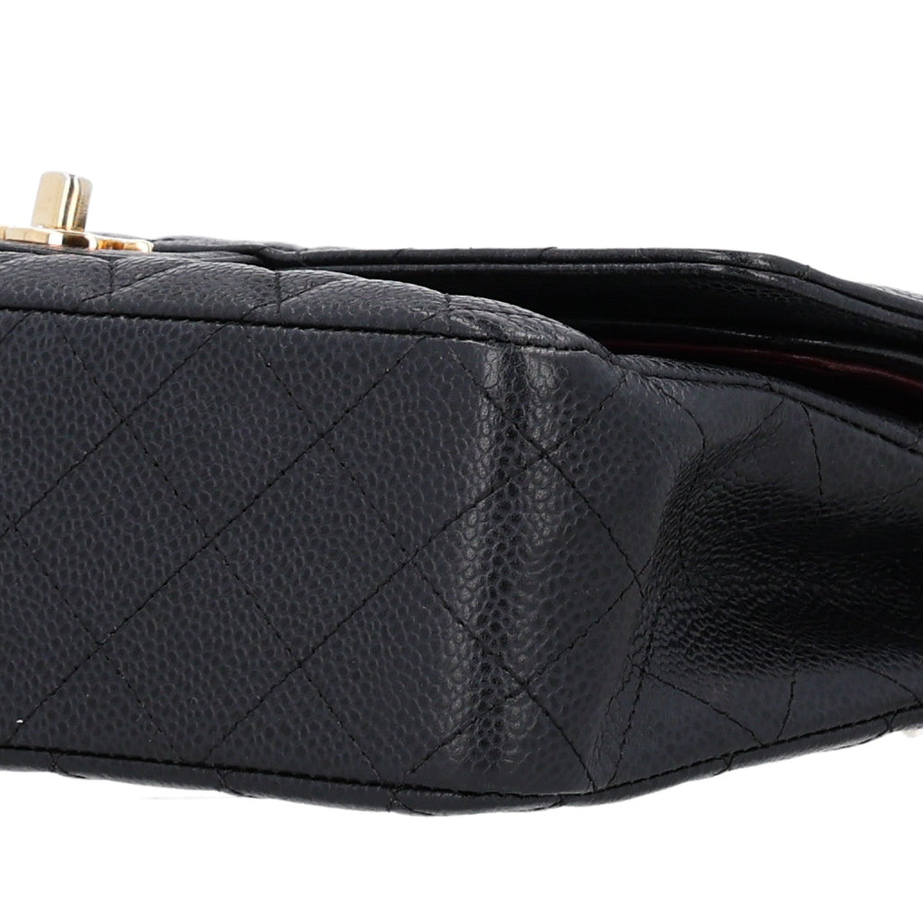 Caviar Quilted Medium Double Flap Black