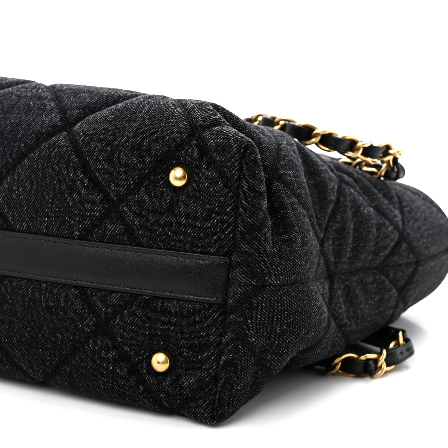 Denim Calfskin Quilted Small Deauville tote  Black