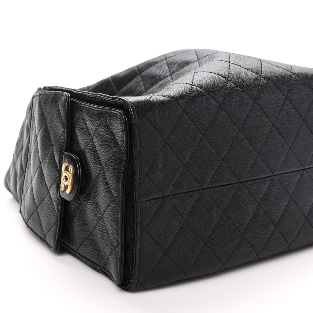 Caviar Quilted Medium Chanel 25 Handbag Black