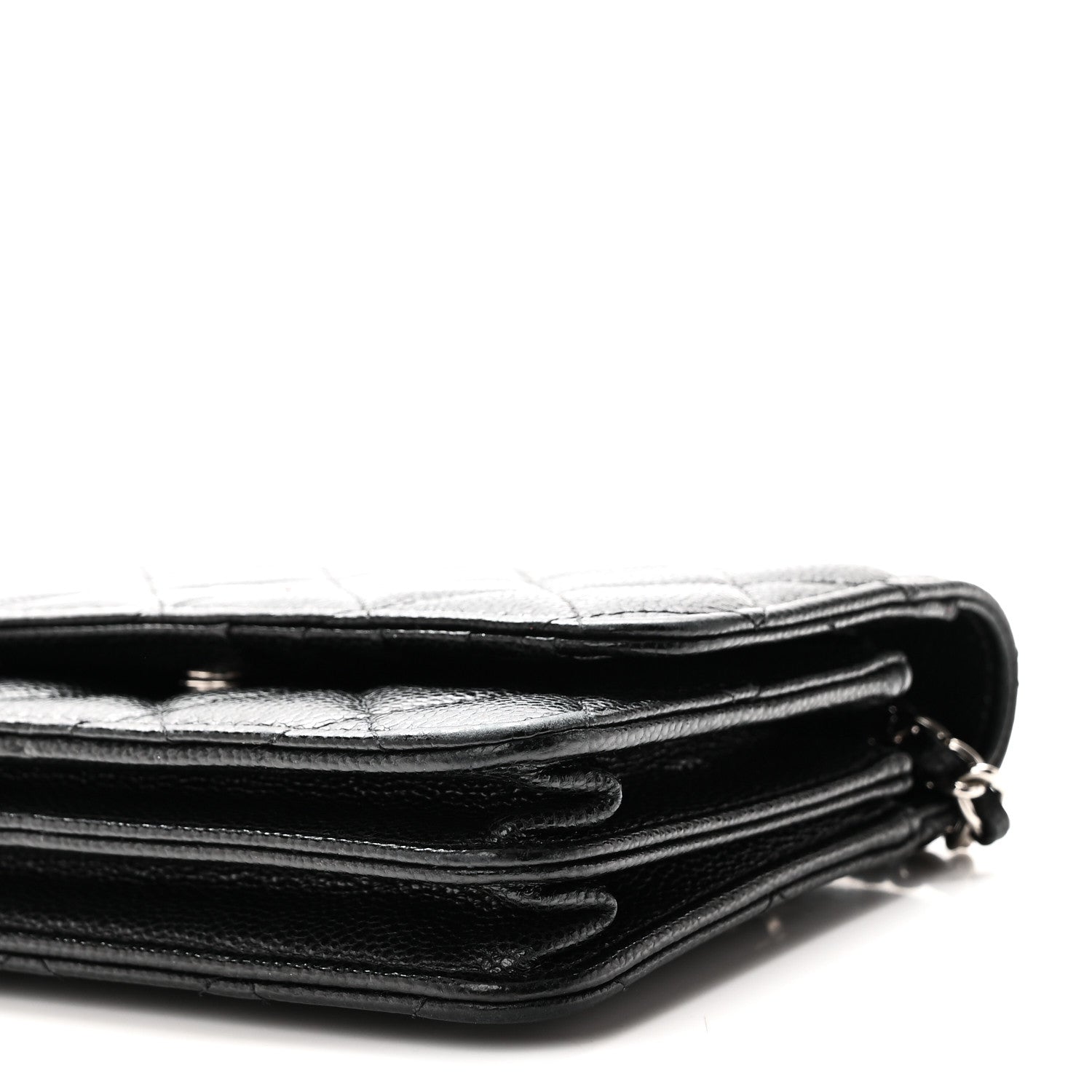 Caviar Quilted Mini Wallet On Chain WOC Black