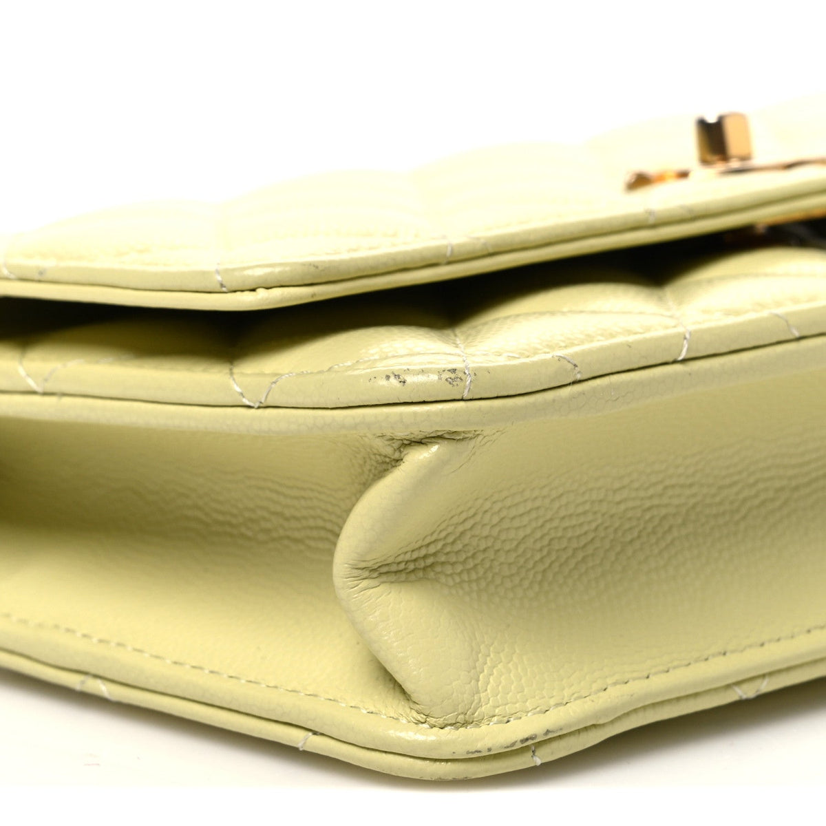 Caviar Quilted CC Turn Lock Wallet On Chain WOC Light Green