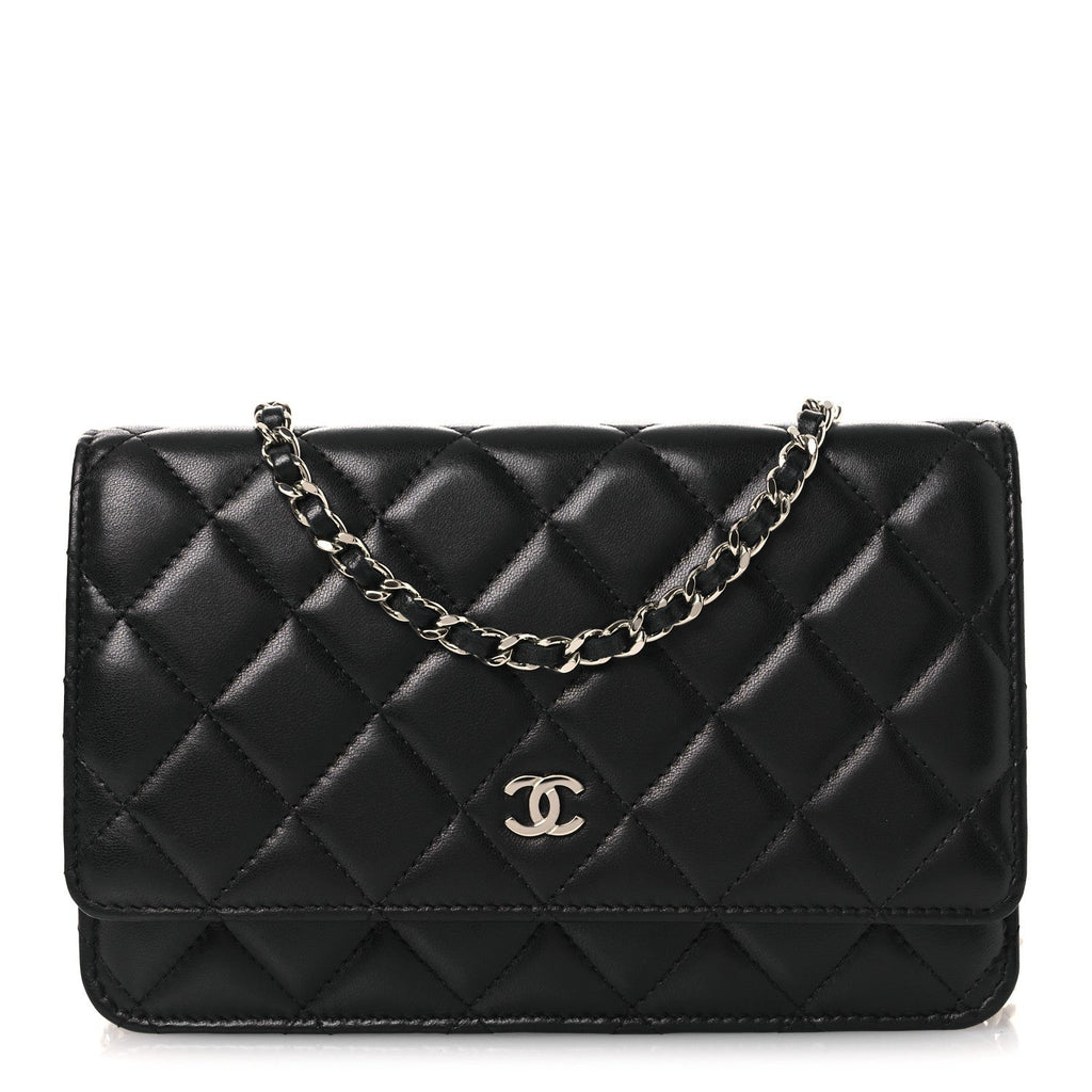 Lambskin Quilted Wallet On Chain WOC Black