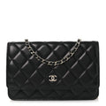 Lambskin Quilted Wallet On Chain WOC Black